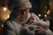 © Mr. Bolota - A Grandmother's Unconditional Love: Holding and Cuddling Her Sleeping Newborn Grandchild - AI Generative