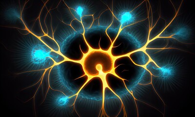 Poster - Abstract nerve cell close-up, illustration, generative AI