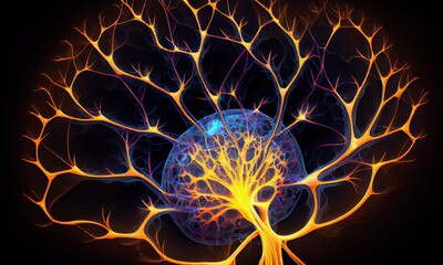 Poster - Abstract nerve cell close-up, illustration, generative AI