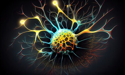 Poster - Abstract nerve cell close-up, illustration, generative AI