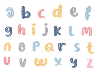 pastel color cute alphabet lowercase letter. lowercase letters a to z in different pastel colors. pa