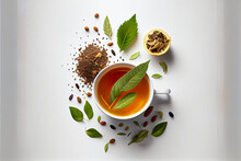 Herbal Tea Leaves On White Background
