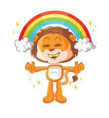 Wall Mural - lion with a rainbow. cartoon vector