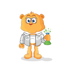 Poster - lioness scientist character. cartoon mascot vector