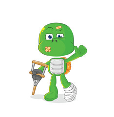 Canvas Print - turtle sick with limping stick. cartoon mascot vector