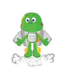 Wall Mural - turtle with jetpack mascot. cartoon vector