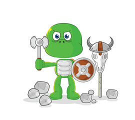 Wall Mural - turtle viking with an ax illustration. character vector