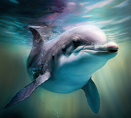 Wall Mural - dolphin in the water - Created with Generative AI Technology