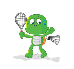 Poster - turtle playing badminton illustration. character vector