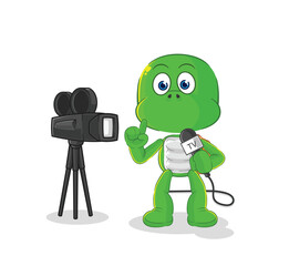 Canvas Print - turtle tv reporter cartoon. cartoon mascot vector