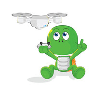 Turtle With Drone Character. Cartoon Mascot Vector
