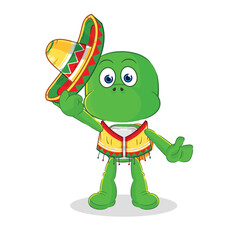 Canvas Print - turtle Mexican culture and flag. cartoon mascot vector