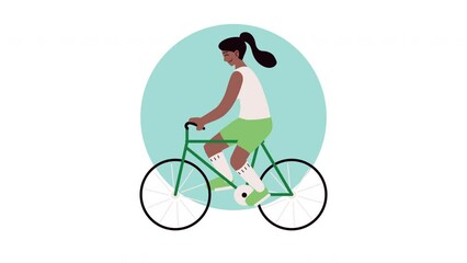 Wall Mural - afro athletic woman practicing cycling character