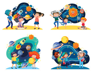 Sticker - Kids in space theme