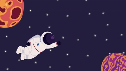 Wall Mural - astronaut floating in the space animation