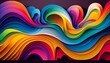 A Multicolored Rainbow Waves Abstract Background, Generative AI, Illustration, This abstract background features a beautiful display of multicolored rainbow waves, creating a playful.