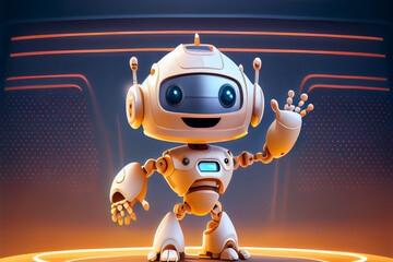 Poster - funny 3d robot illustration. Generative AI