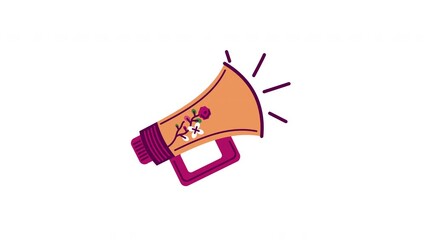 Poster - megaphone with flowers stamp animation