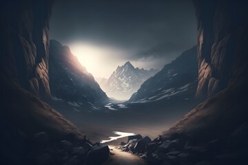 Wall Mural - dark valley created using ai generative technology