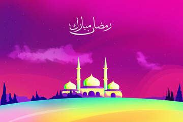 Wall Mural - Beautiful mosques and landscapes welcome the month of Ramadan.