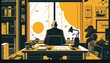 © Shogo - オフィスで座るビジネスマン　イメージイラスト　generative AI