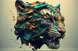 Low poly digital art of a tiger head