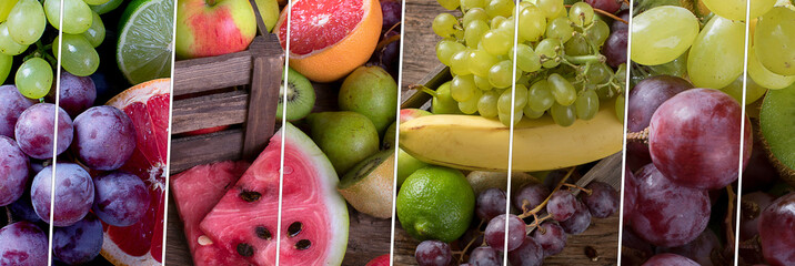 Wall Mural - Collage made of different fresh fruits.