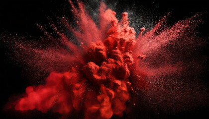 red powder explosion on black background