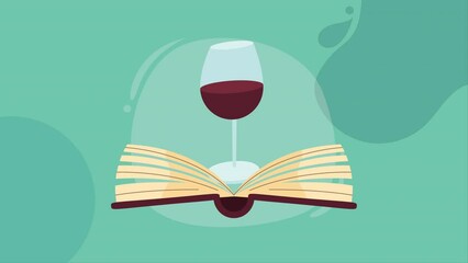 Canvas Print - text book with wine cup