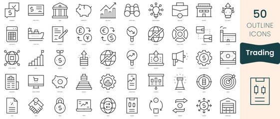 Wall Mural - Set of trading icons. Thin linear style icons Pack. Vector Illustration