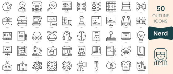 Wall Mural - Set of nerd icons. Thin linear style icons Pack. Vector Illustration