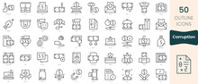 Set Of Corruption Icons. Thin Linear Style Icons Pack. Vector Illustration
