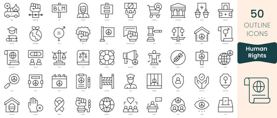 Set of human rights icons. Thin linear style icons Pack. Vector Illustration