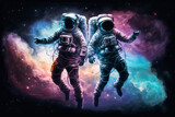 Fototapeta Kosmos -  Astronaut couple dancing in space - Ai, Ai Generative