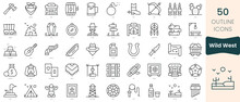 Set Of Wild West Icons. Thin Linear Style Icons Pack. Vector Illustration
