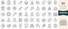 Set Of Sauna Icons. Thin Linear Style Icons Pack. Vector Illustration