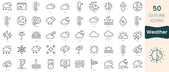set of weather icons. thin linear style icons pack. vector illustration