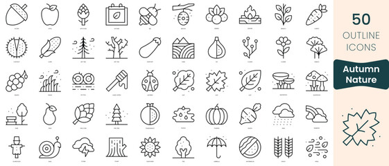 set of autumn nature icons. thin linear style icons pack. vector illustration