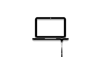 Sticker - Black Laptop icon isolated on white background. Computer notebook with empty screen sign. 4K Video motion graphic animation