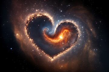 heart shaped galaxy nebula and milky way illustration