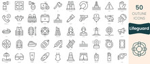 Set Of Lifeguard Icons. Thin Linear Style Icons Pack. Vector Illustration