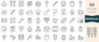 Set of barbecue icons. Thin linear style icons Pack. Vector Illustration