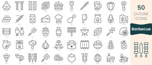 Set Of Barbecue Icons. Thin Linear Style Icons Pack. Vector Illustration