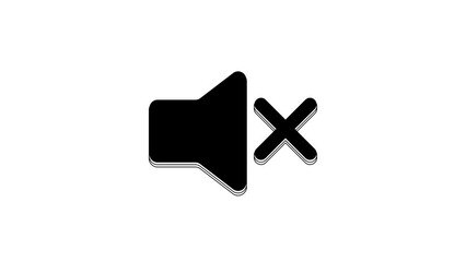 Poster - Black Speaker mute icon isolated on white background. No sound icon. Volume Off symbol. 4K Video motion graphic animation