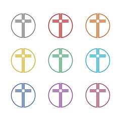 Sticker - Christian cross icon isolated on white background. Set icons colorful