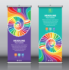 Wall Mural - Roll up banner design template vector, abstract background, modern x-banner, rectangle size