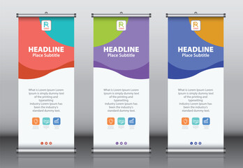 Wall Mural - Roll up banner design template vector, abstract background, modern x-banner, rectangle size
