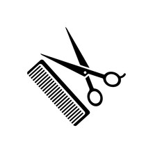 Comb And Scissors Icon. Scissors Hairbrush Vector Illustration, Hair Combs And Scissors Set Isolated On A White Background. Barber Icon,vector Best Flat Icon.