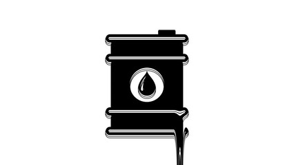 Canvas Print - Black Barrel oil icon isolated on white background. 4K Video motion graphic animation