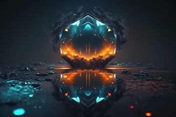 Aufkleber - Raindrops on objects with a glow.Fantastic magic illustration. AI